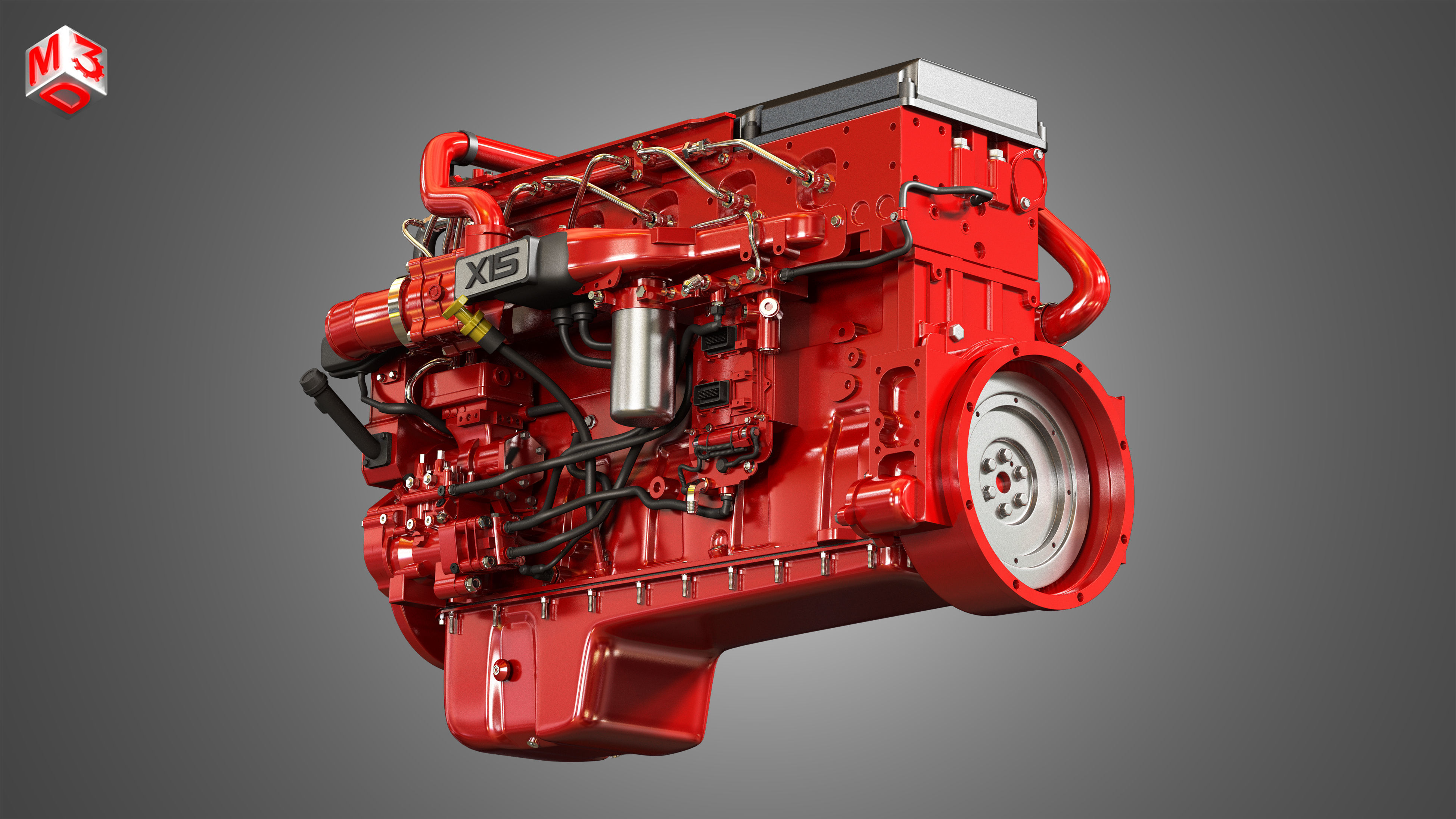 X15 Heavy Duty Truck Engine - 6 Cylinder Diesel Engine 3D model_9