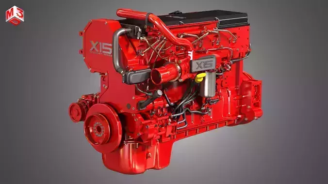 X15 Heavy Duty Truck Engine - 6 Cylinder Diesel Engine 3D model