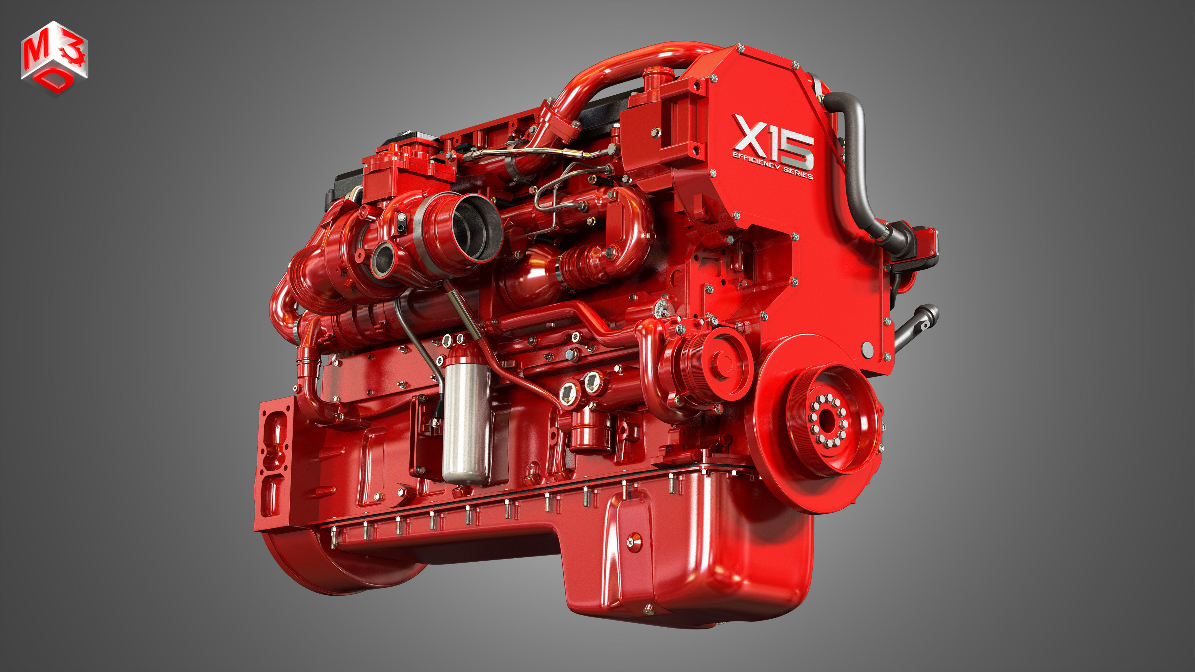 X15 Heavy Duty Truck Engine - 6 Cylinder Diesel Engine 3D model_10