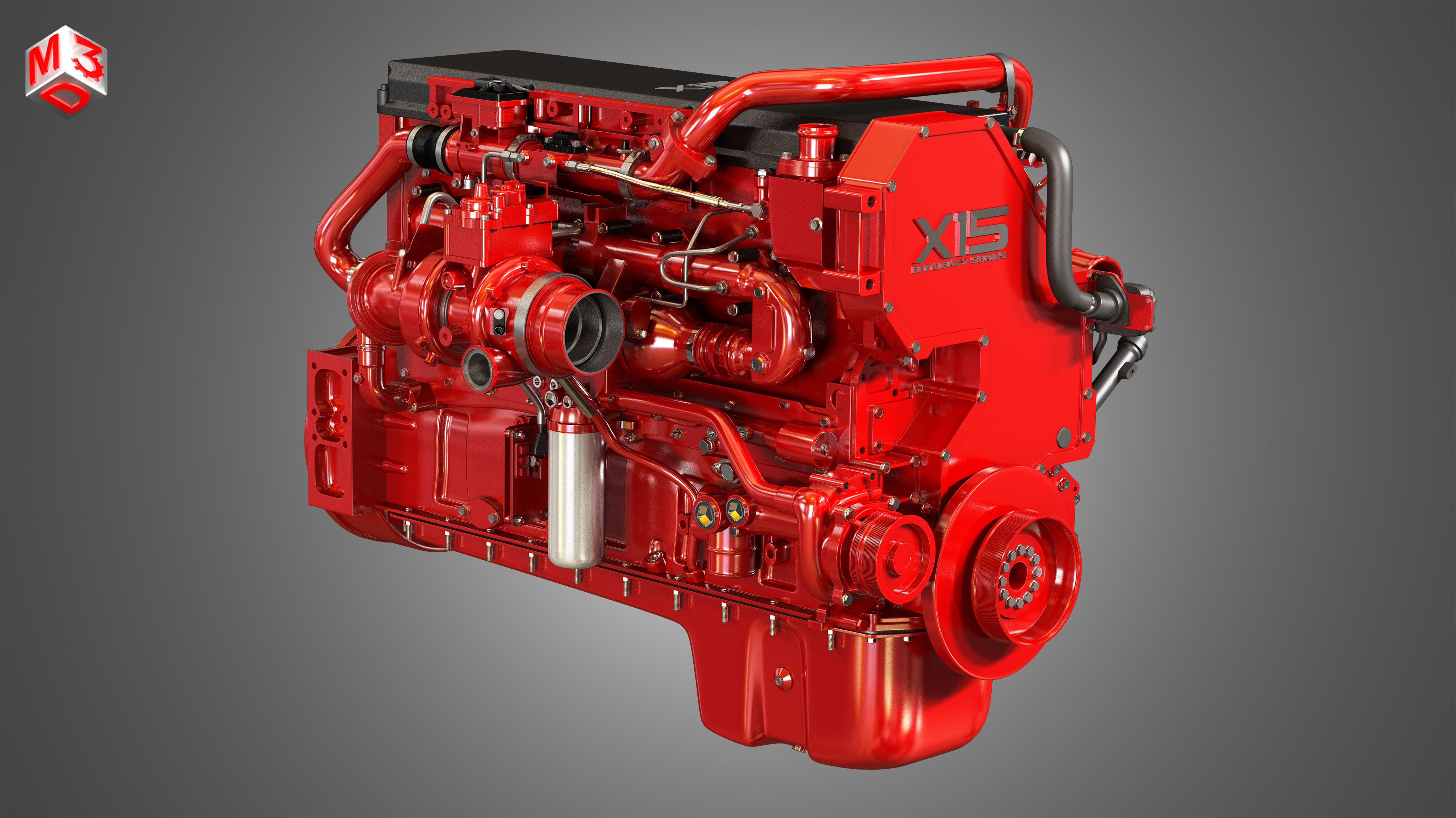 X15 Heavy Duty Truck Engine - 6 Cylinder Diesel Engine 3D model_3