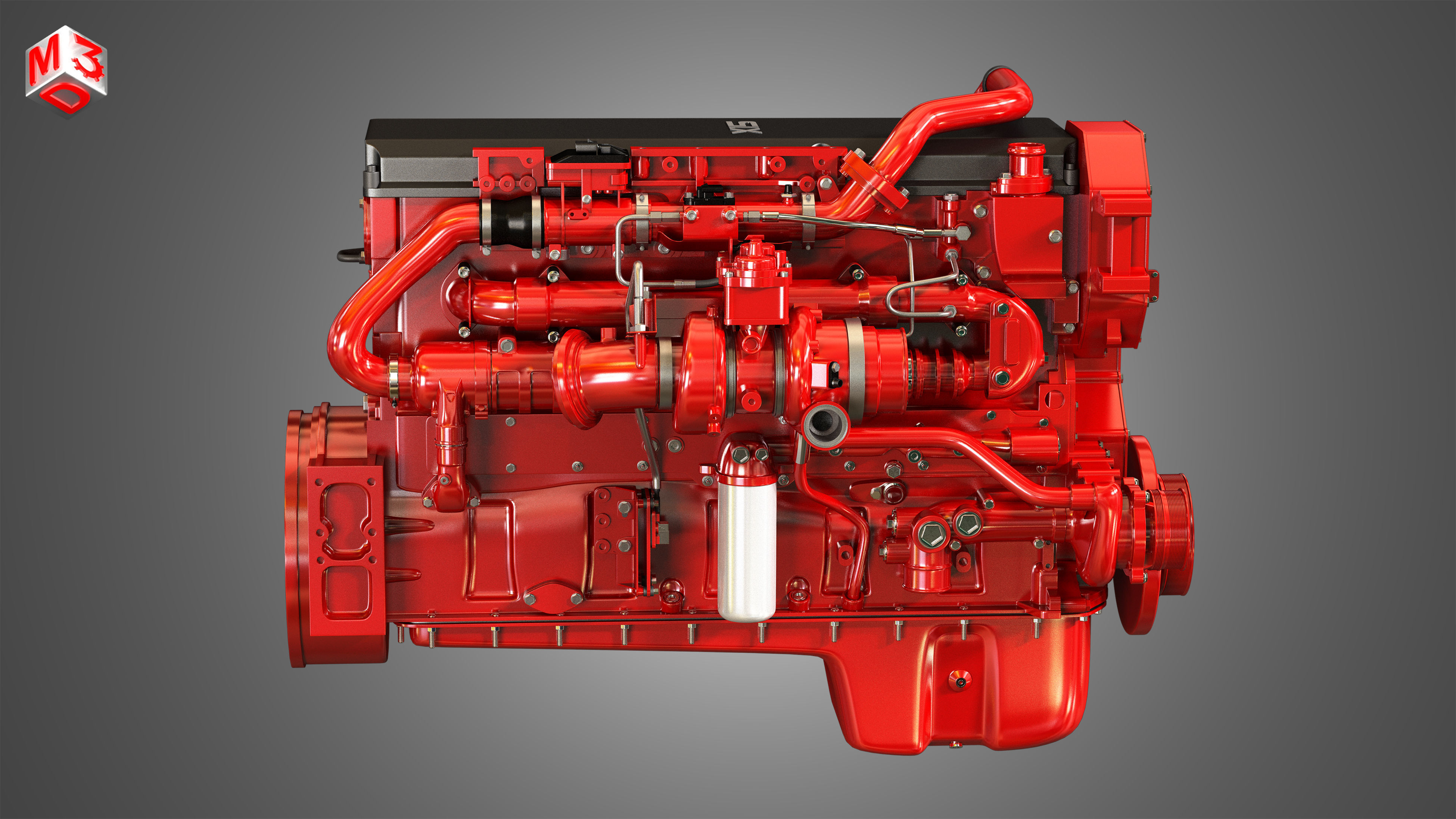 X15 Heavy Duty Truck Engine - 6 Cylinder Diesel Engine 3D model_6