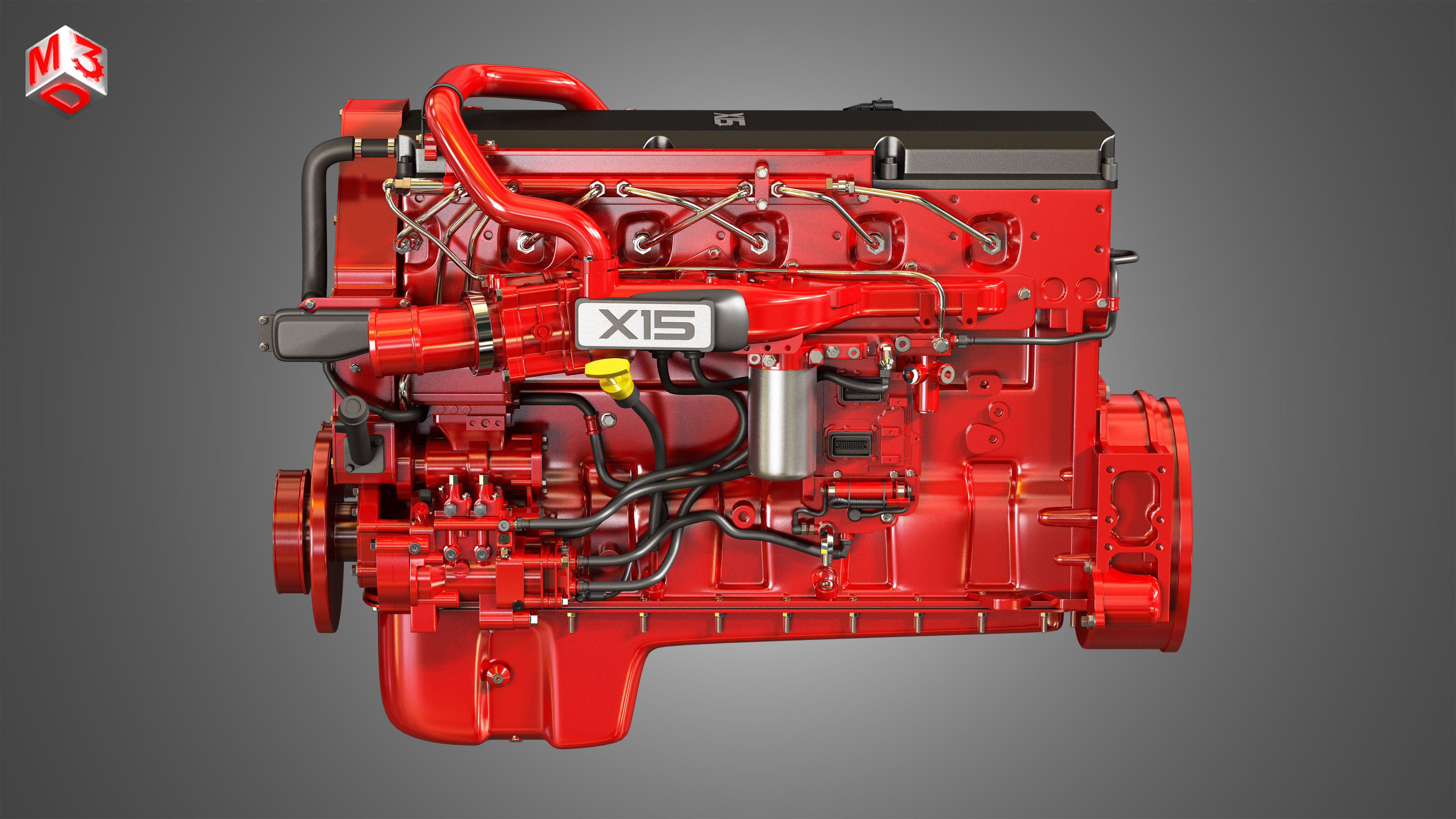 X15 Heavy Duty Truck Engine - 6 Cylinder Diesel Engine 3D model_5