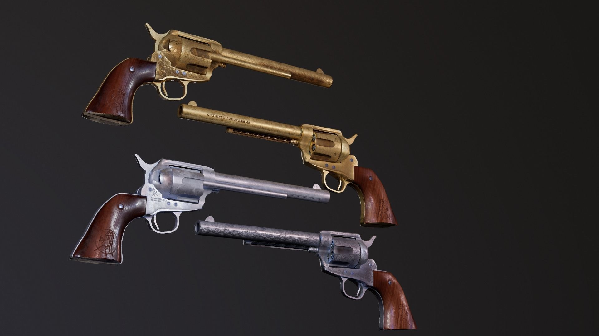 Colt Single Action peace maker Game Ready Model Low-poly 3D model_7