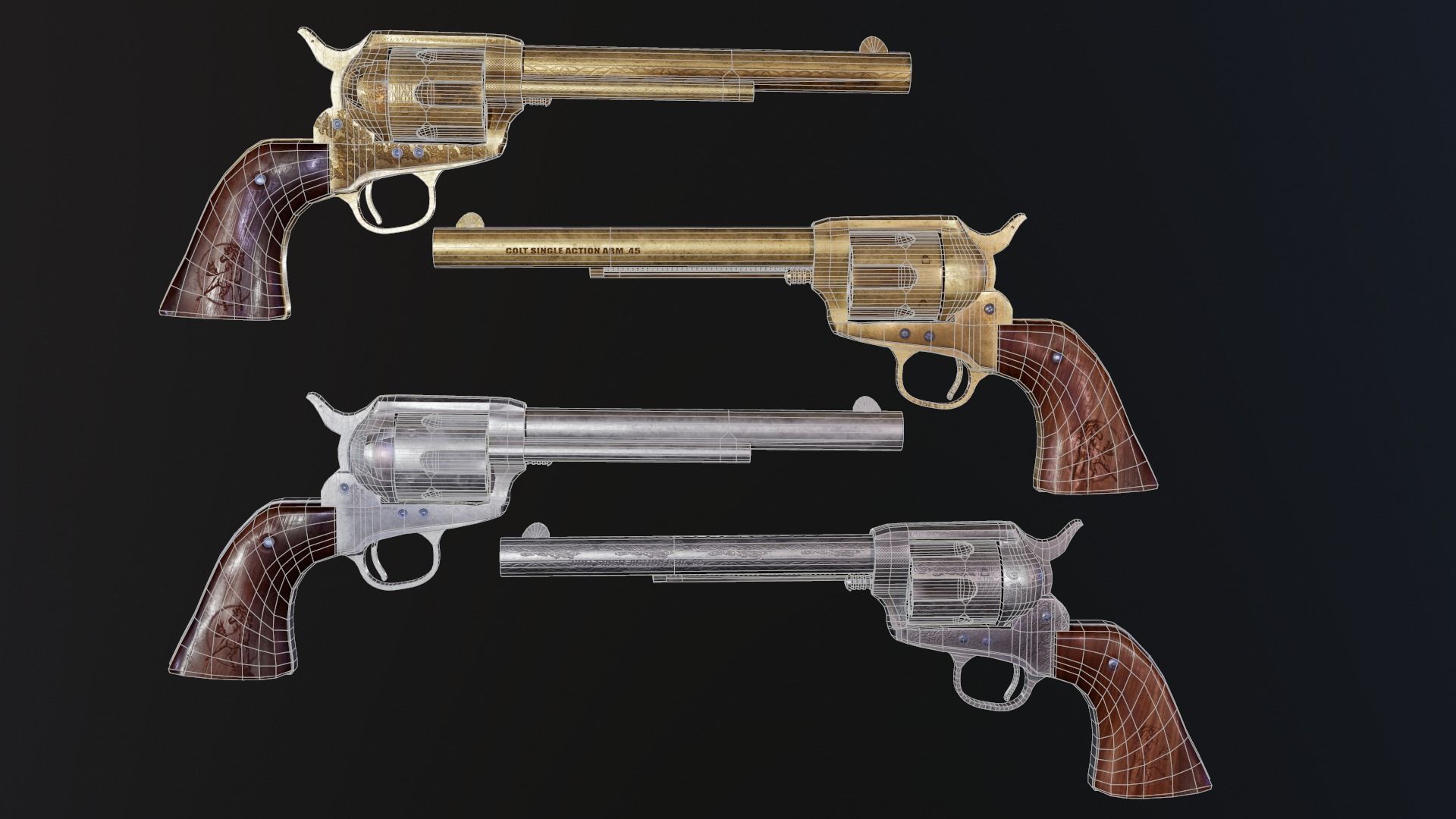 Colt Single Action peace maker Game Ready Model Low-poly 3D model_6