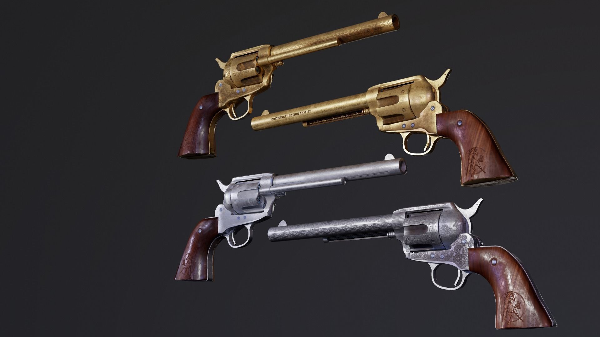 Colt Single Action peace maker Game Ready Model Low-poly 3D model_8