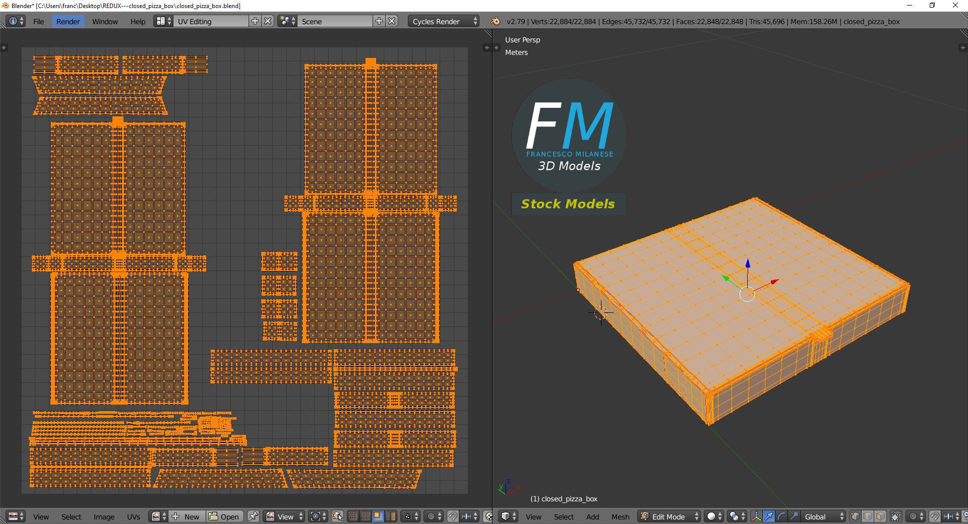 Closed pizza box 3D model_10