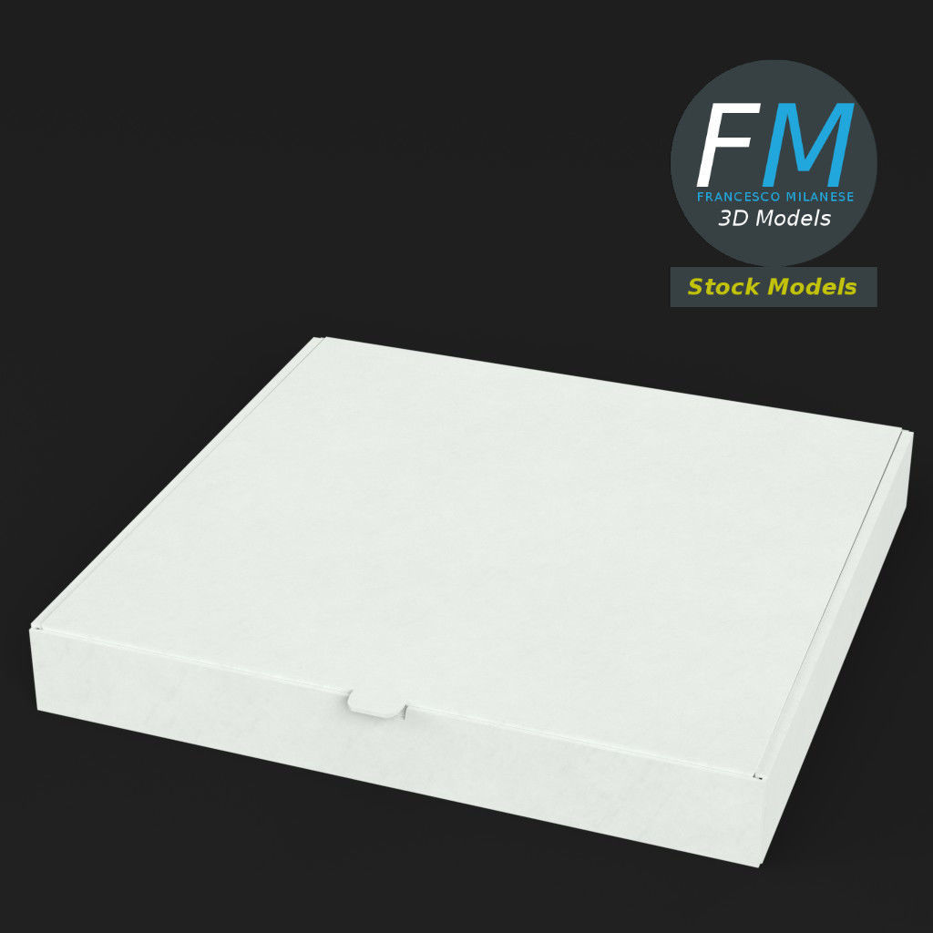 Closed pizza box 3D model_2