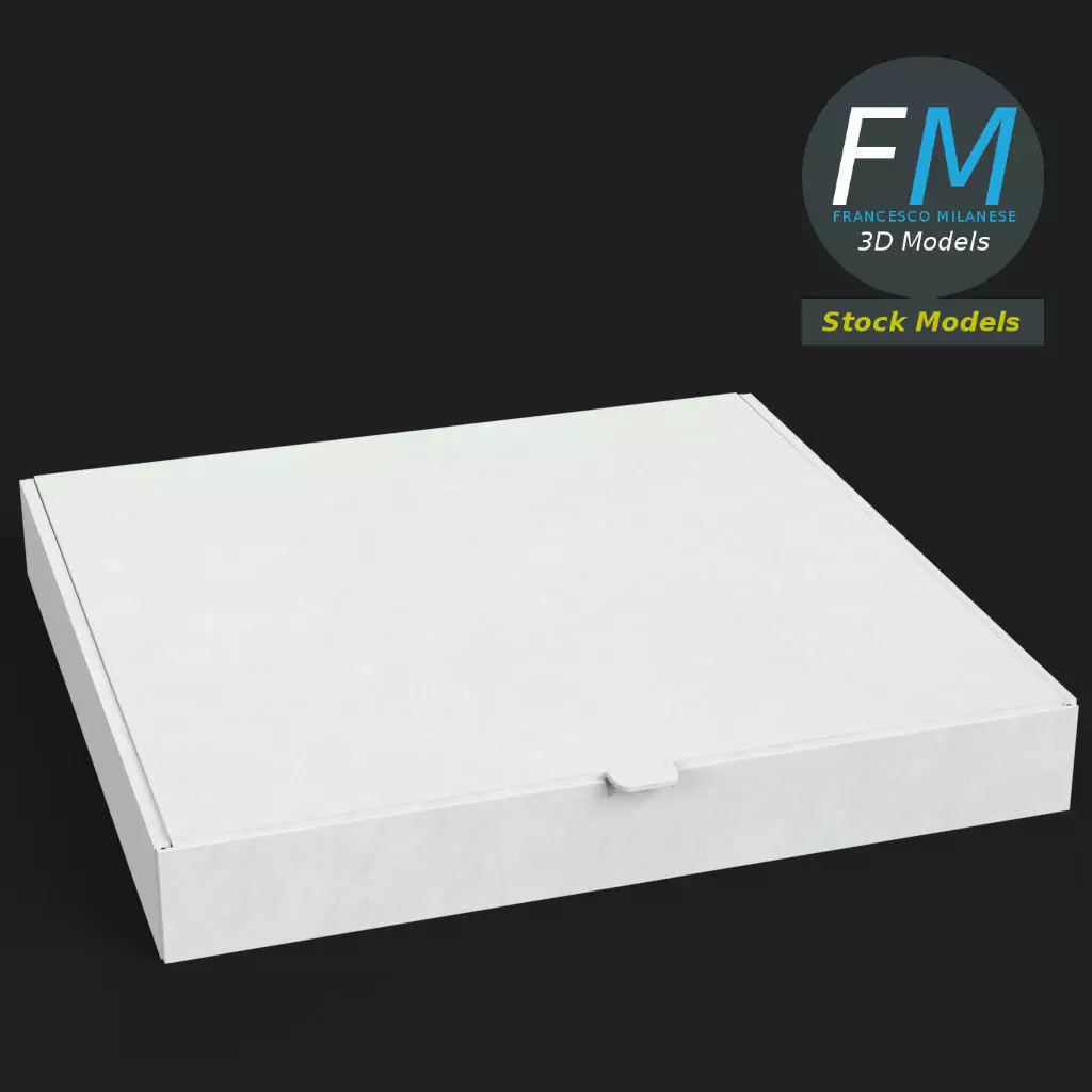 Closed pizza box 3D model_0