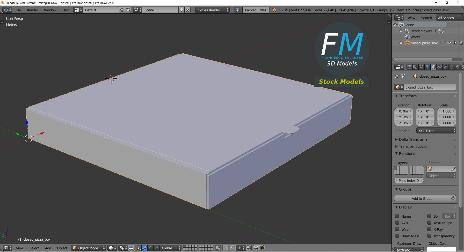 Closed pizza box 3D model_9