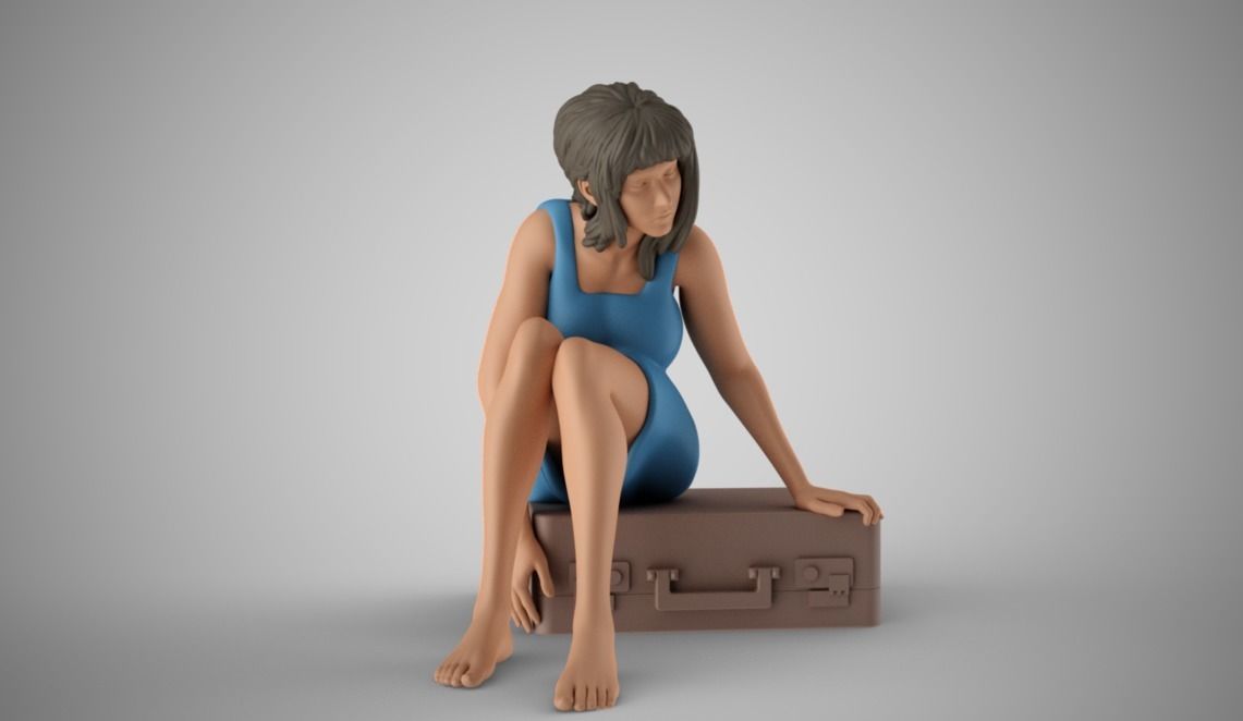 Woman Leaving with Suitcase 3D print model_5