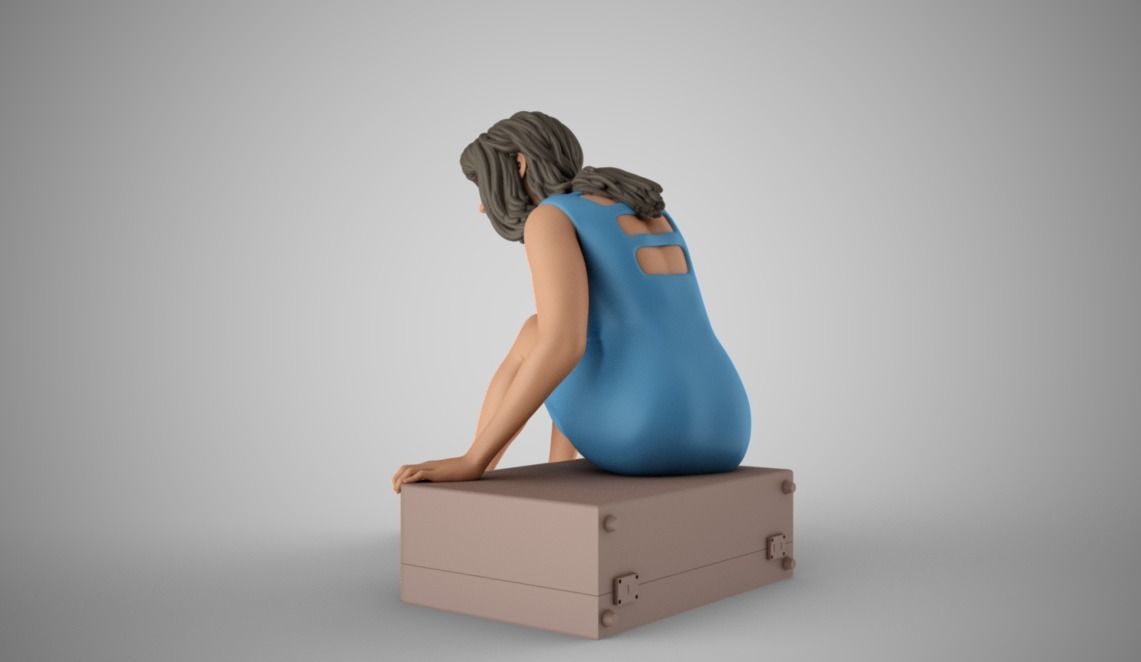 Woman Leaving with Suitcase 3D print model_9