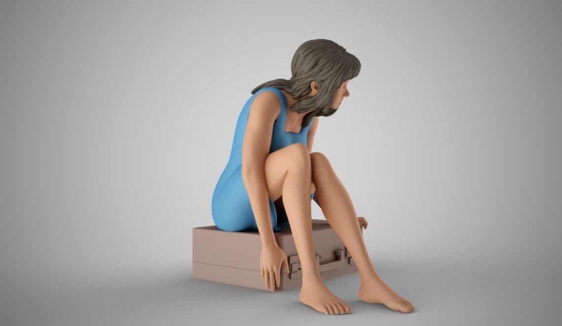 Woman Leaving with Suitcase 3D print model_6