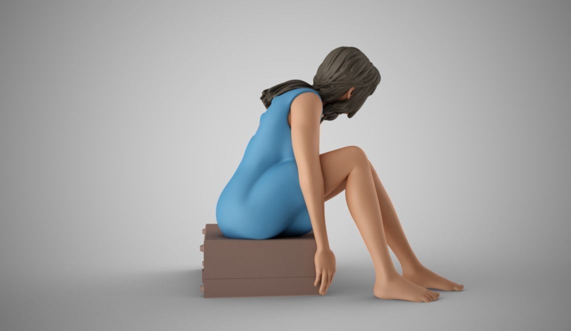 Woman Leaving with Suitcase 3D print model_7