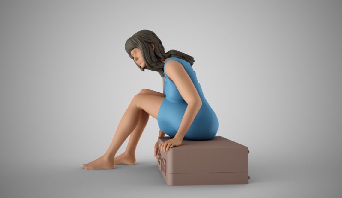 Woman Leaving with Suitcase 3D print model_8