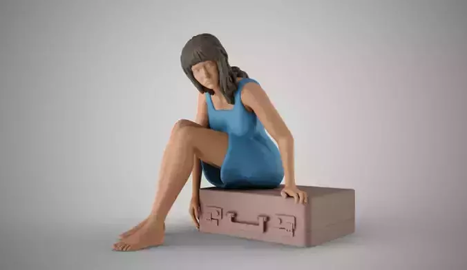 Woman Leaving with Suitcase 3D print model