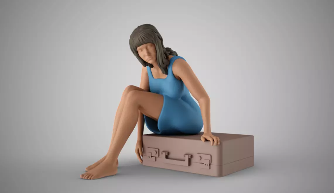 Woman Leaving with Suitcase 3D print model_0