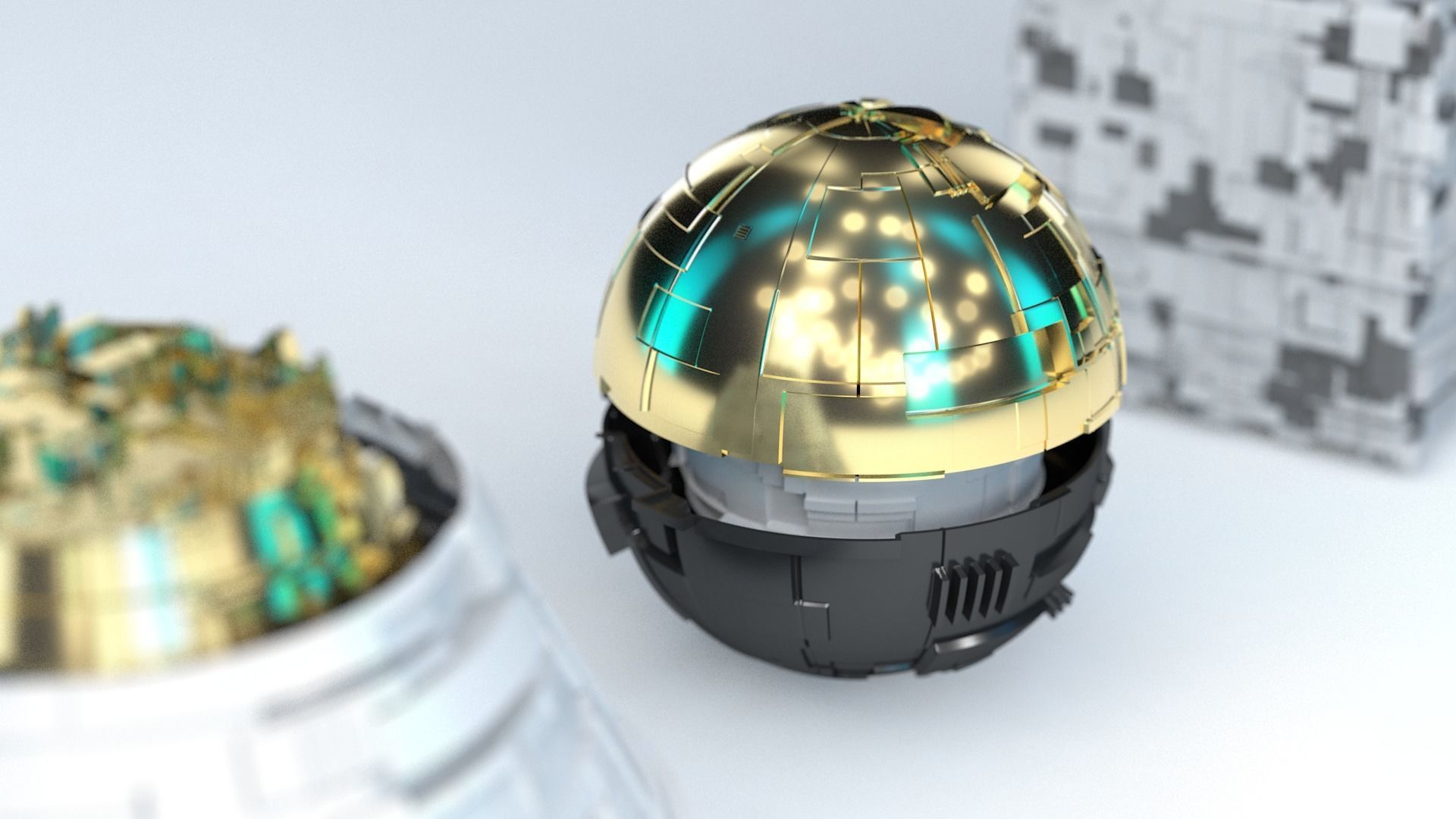 Sci-Fi Greebles Panel 3D model_1