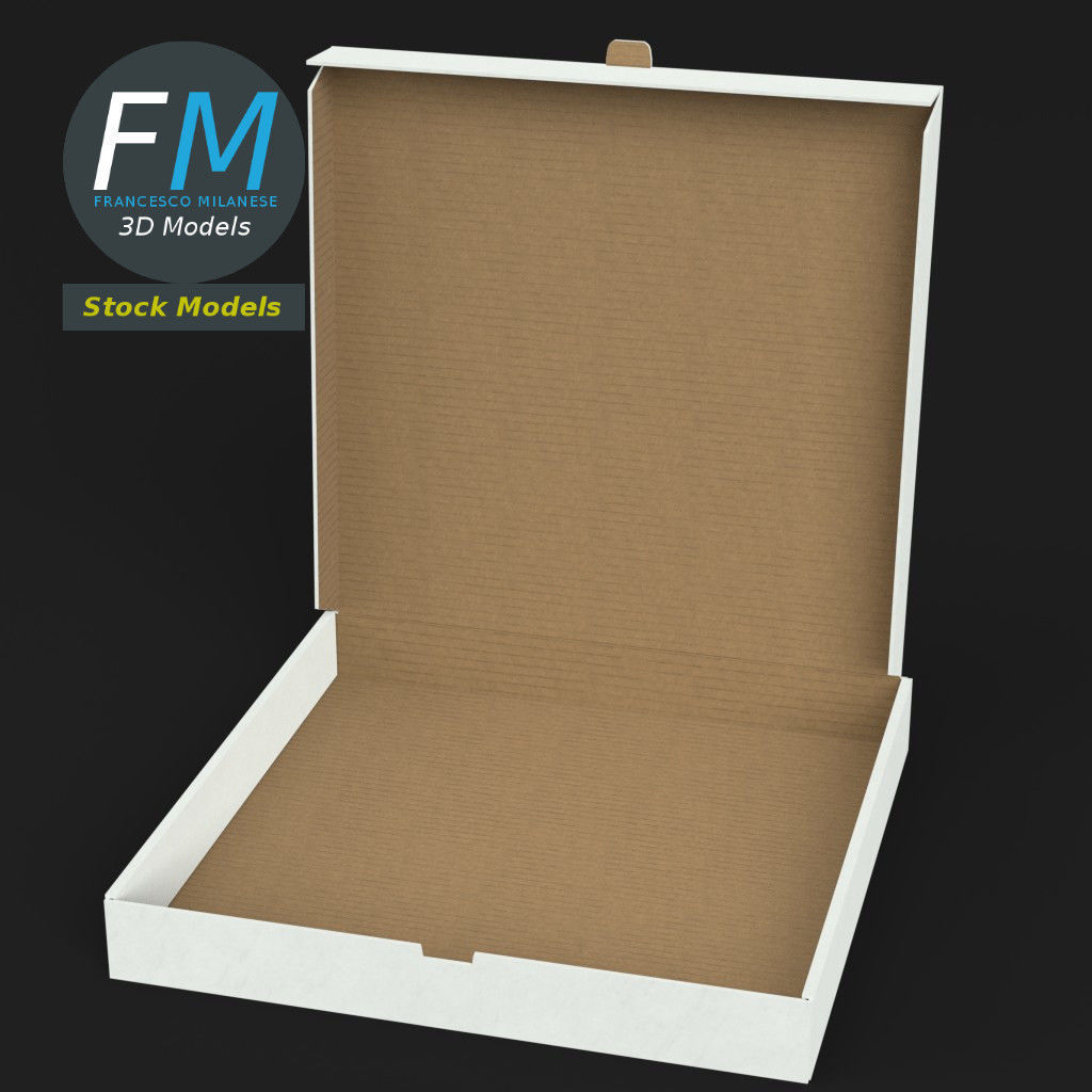 Half open pizza box 3D model_2
