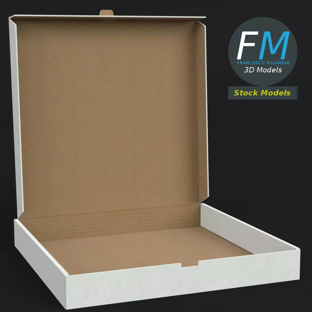 Half open pizza box 3D model_0