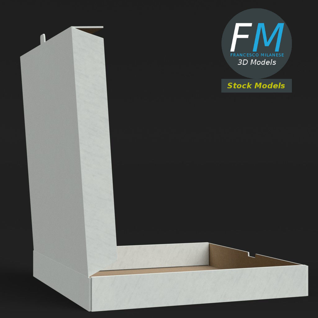 Half open pizza box 3D model_4