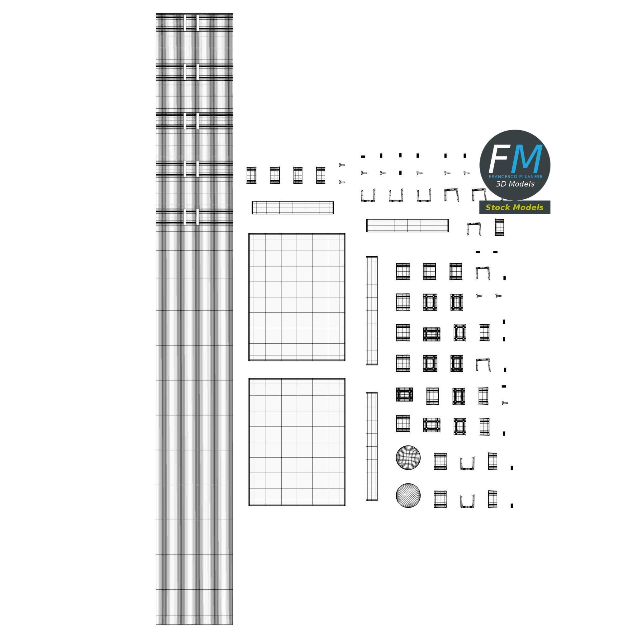 Street pole with board 3D model_11
