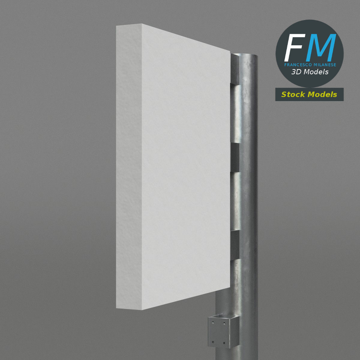 Street pole with board 3D model_4