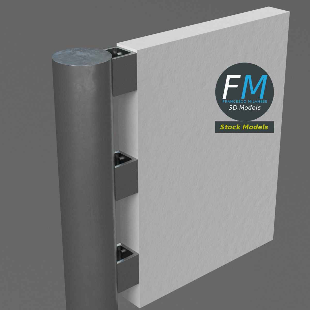 Street pole with board 3D model_5