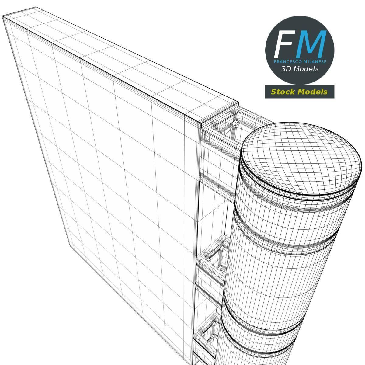 Street pole with board 3D model_8
