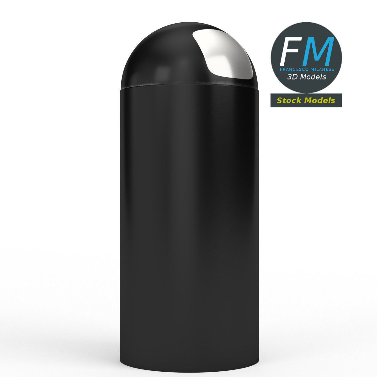 Round top trash bin 3D model_3