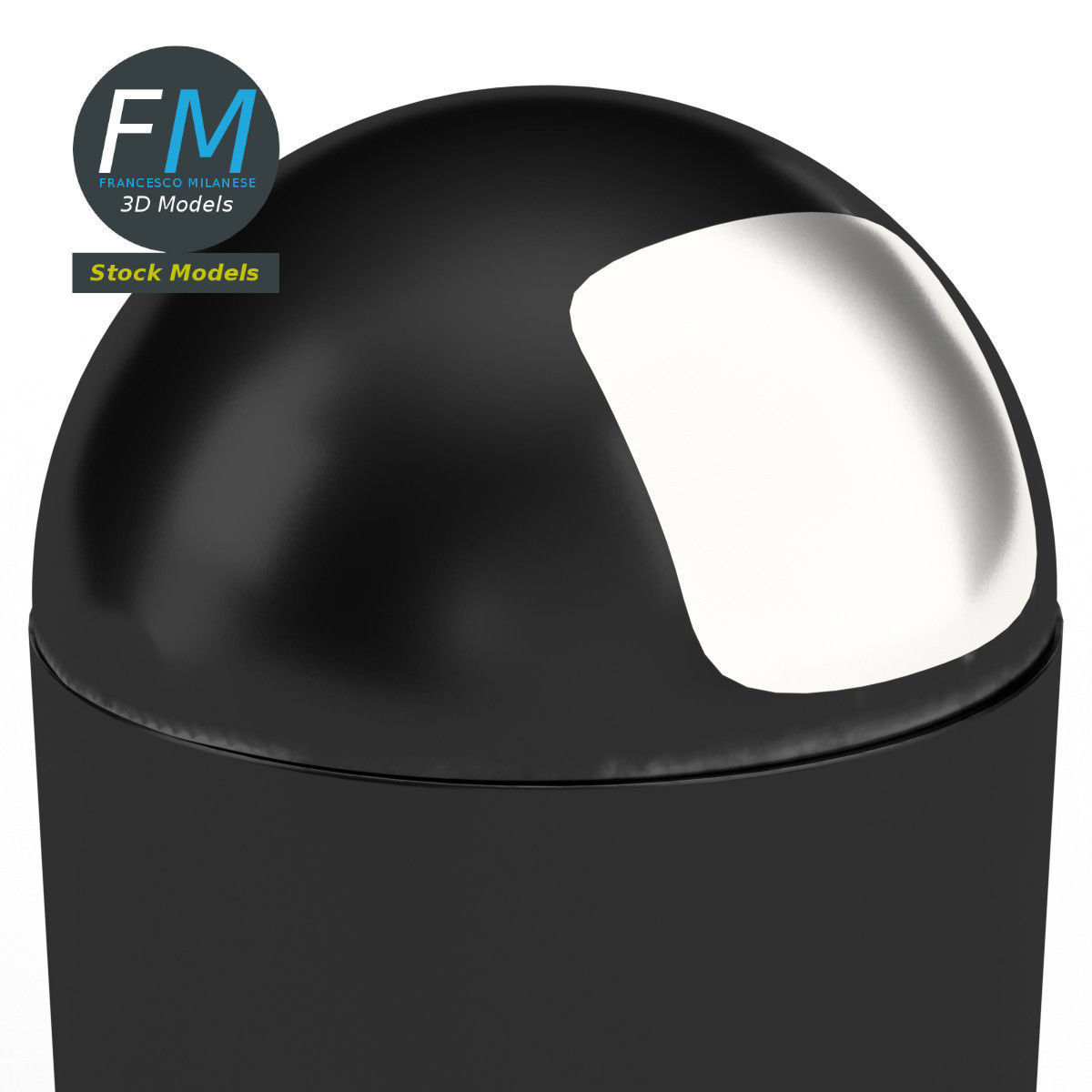 Round top trash bin 3D model_4