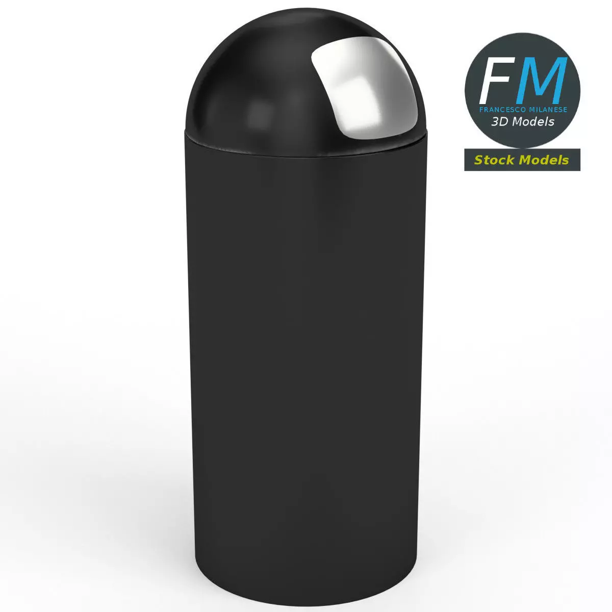 Round top trash bin 3D model_0