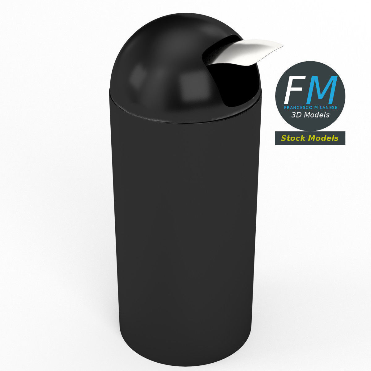 Round top trash bin 3D model_2