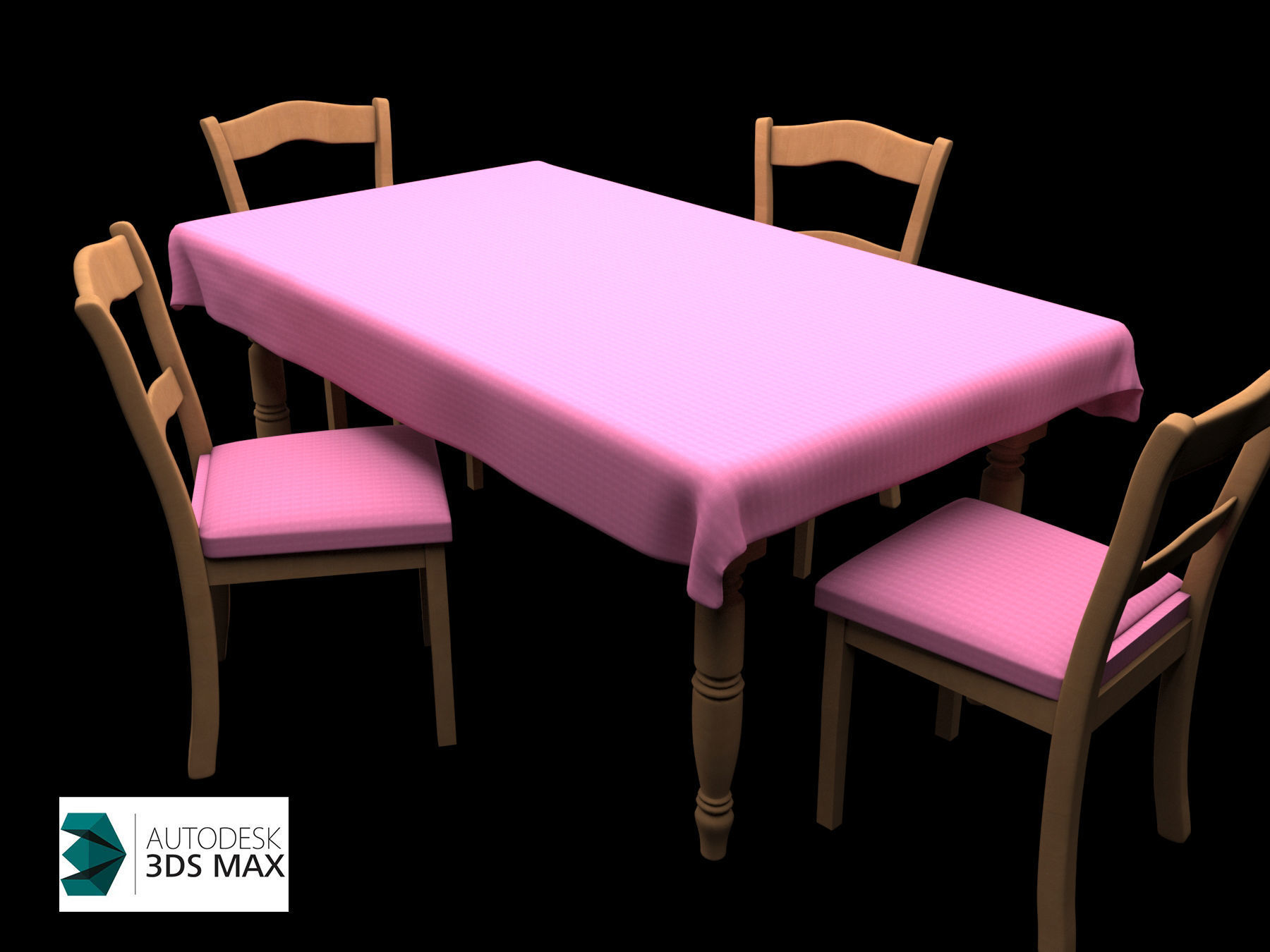 Cartoon Dining table Low-poly 3D model_8