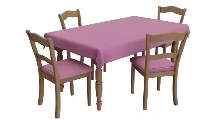 Cartoon Dining table Low-poly 3D model