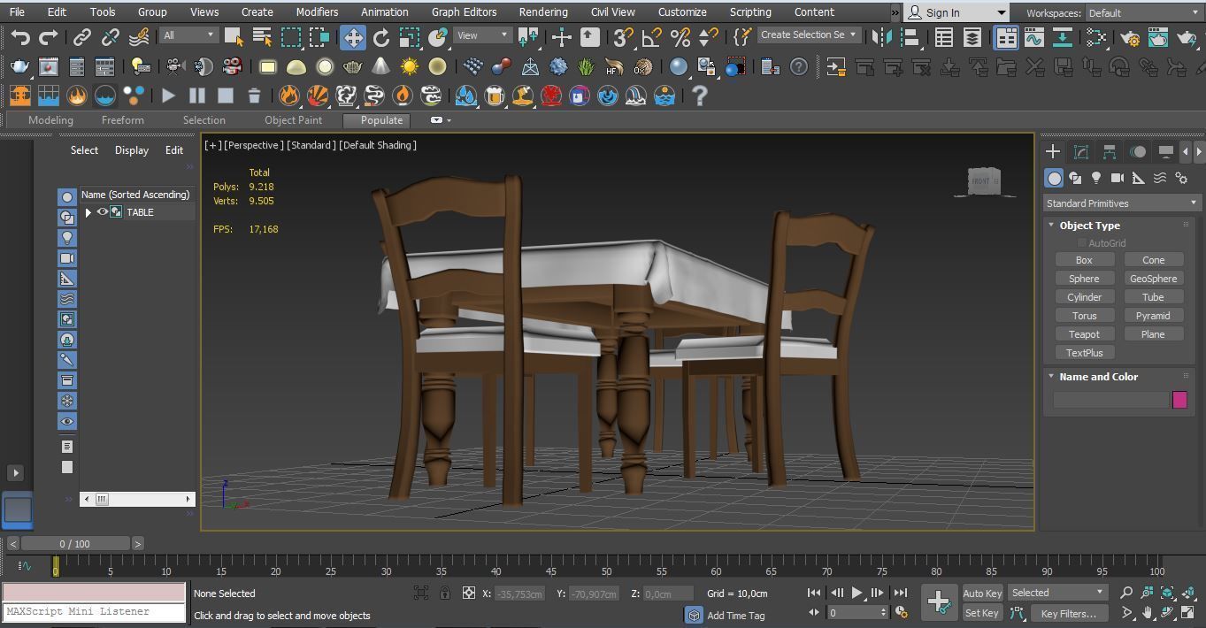 Cartoon Dining table Low-poly 3D model_3