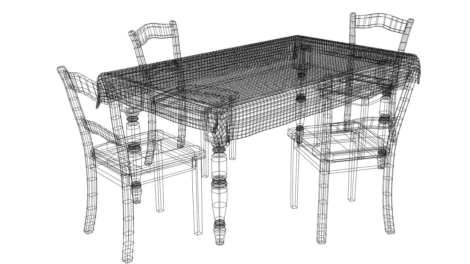 Cartoon Dining table Low-poly 3D model_2