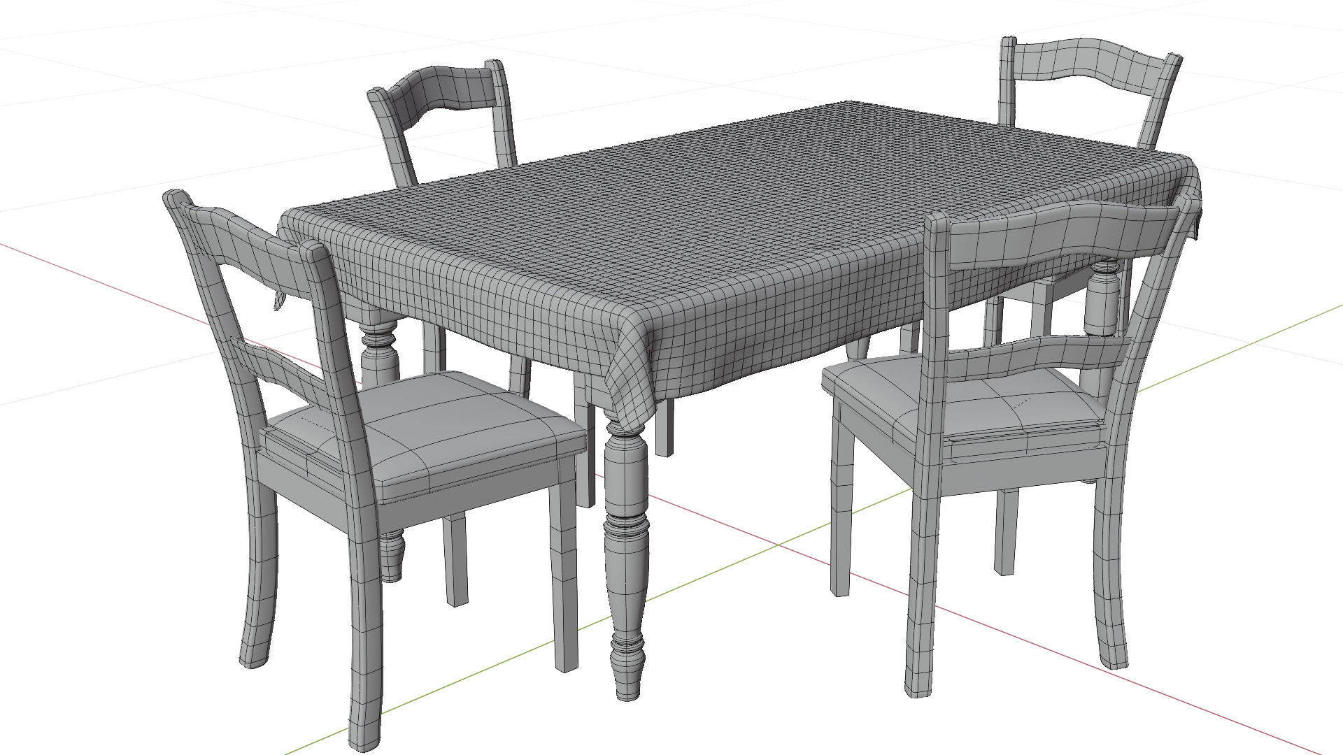 Cartoon Dining table Low-poly 3D model_1