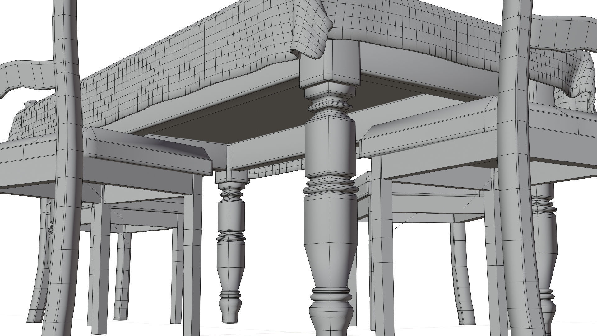 Cartoon Dining table Low-poly 3D model_10