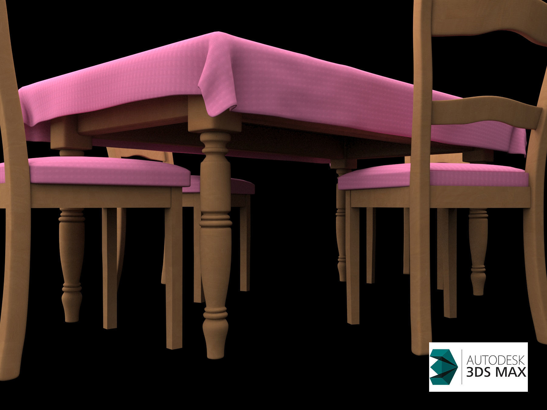 Cartoon Dining table Low-poly 3D model_9