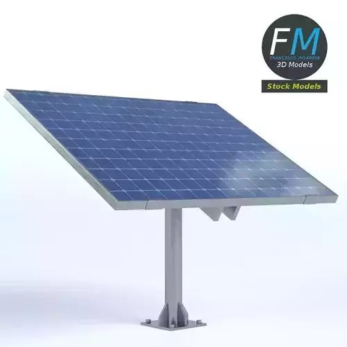 Solar panel on pole stand 3D model