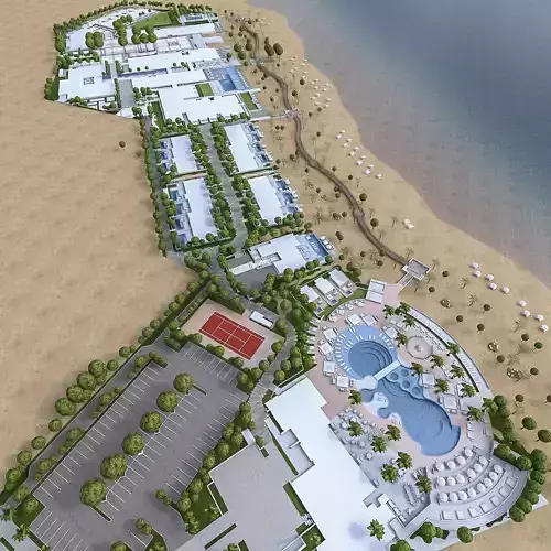 Beach Residence Resort Low-poly 3D model