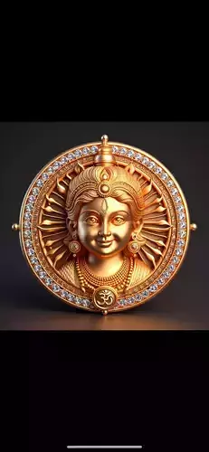 Ram lalla pendent round with stone stl only 3D print model
