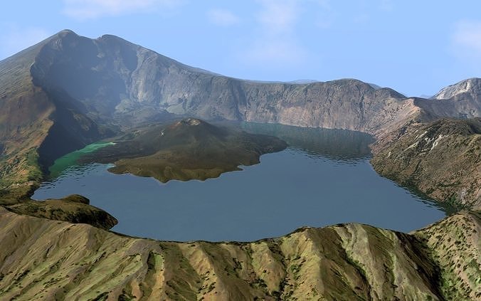 Volcano Mountains Crater - Lake Segara Anak 3D model