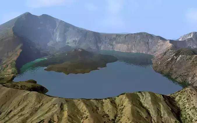 Volcano Mountains Crater - Lake Segara Anak 3D model