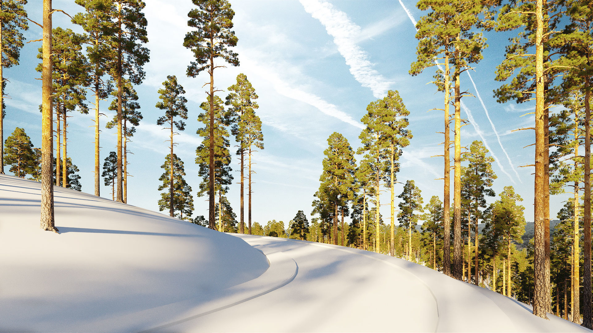 Pine Low Poly 5 two trees 3D model_2