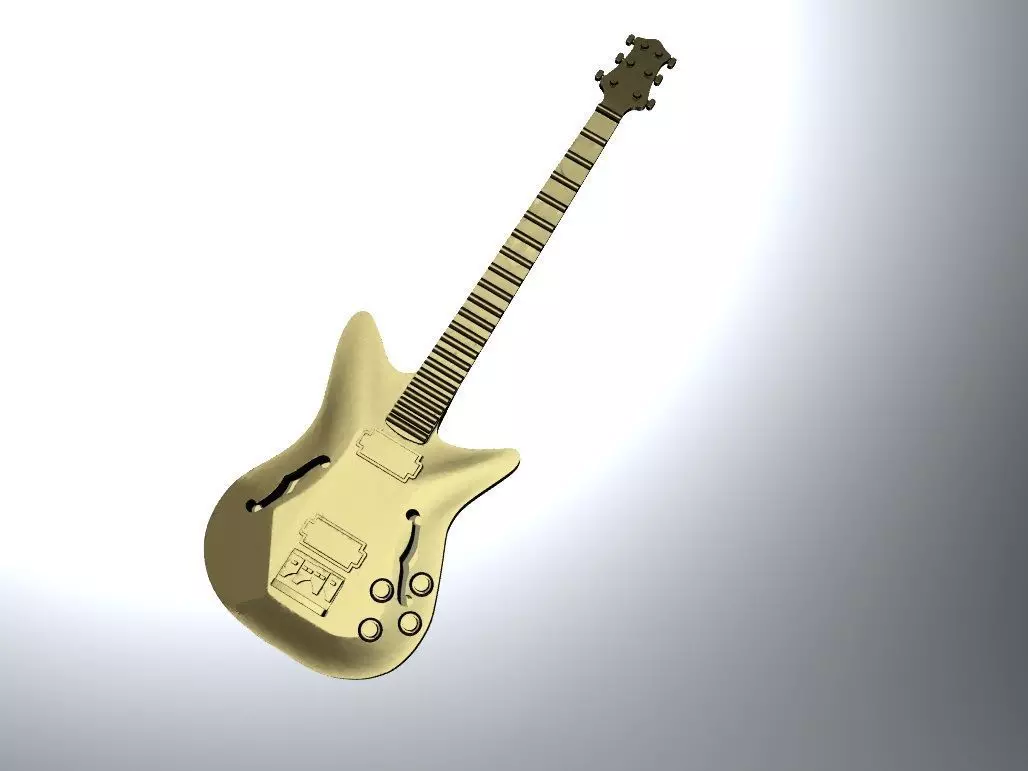 Guitar gold electric 3D print model