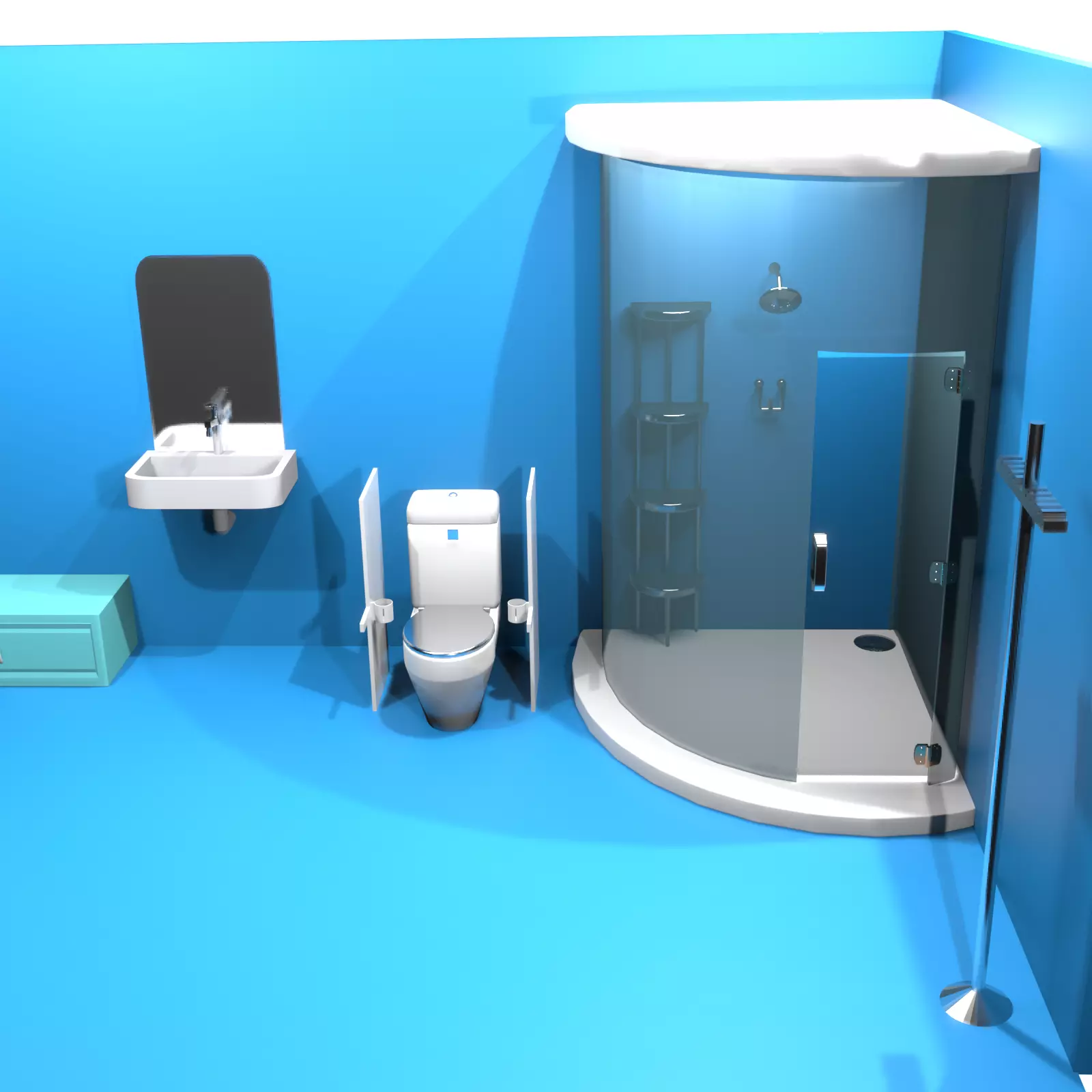 Bathroom sink with mirror on wall 3D model_0