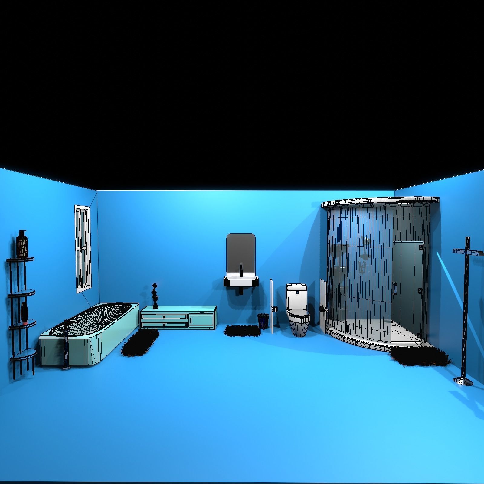 Bathroom sink with mirror on wall 3D model_2