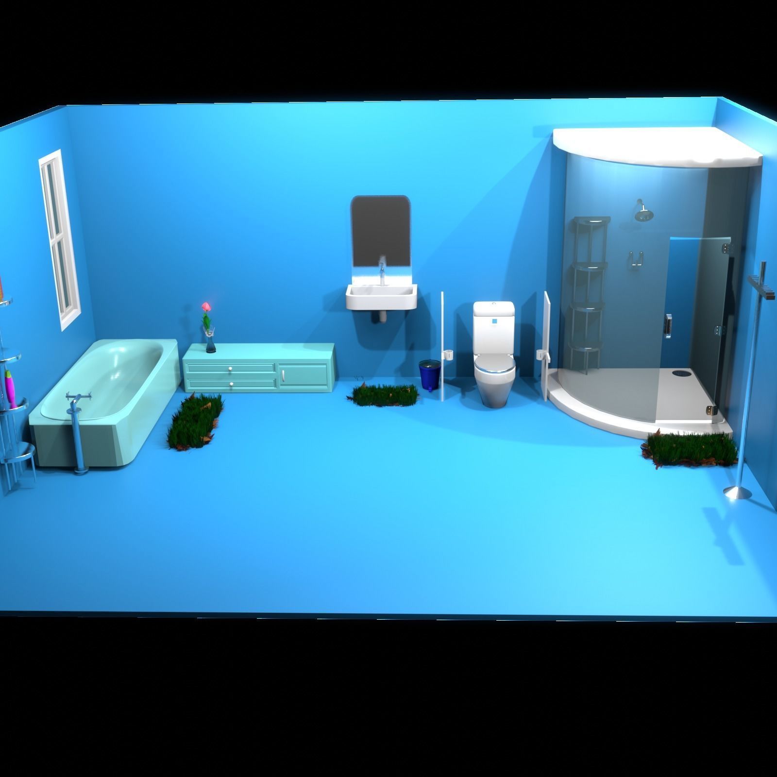 Bathroom sink with mirror on wall 3D model_3