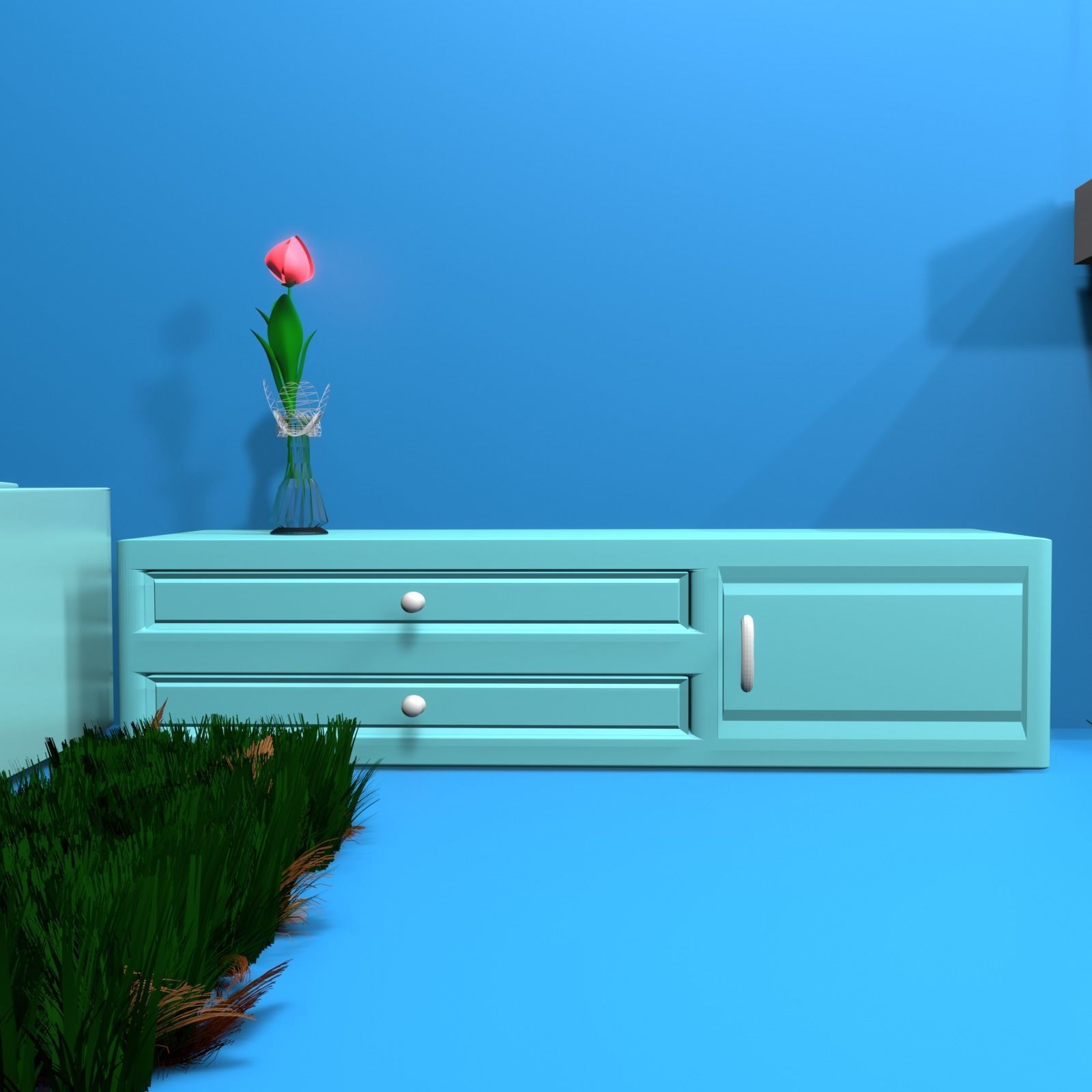 Bathroom sink with mirror on wall 3D model_11